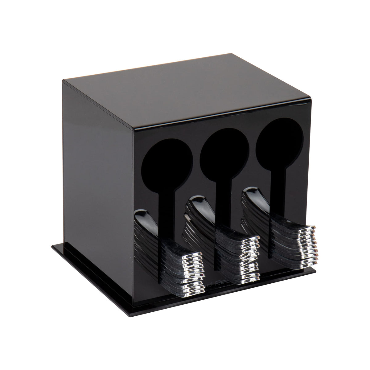 Mind Reader utensil dispenser front view showing neat organization and accessibility