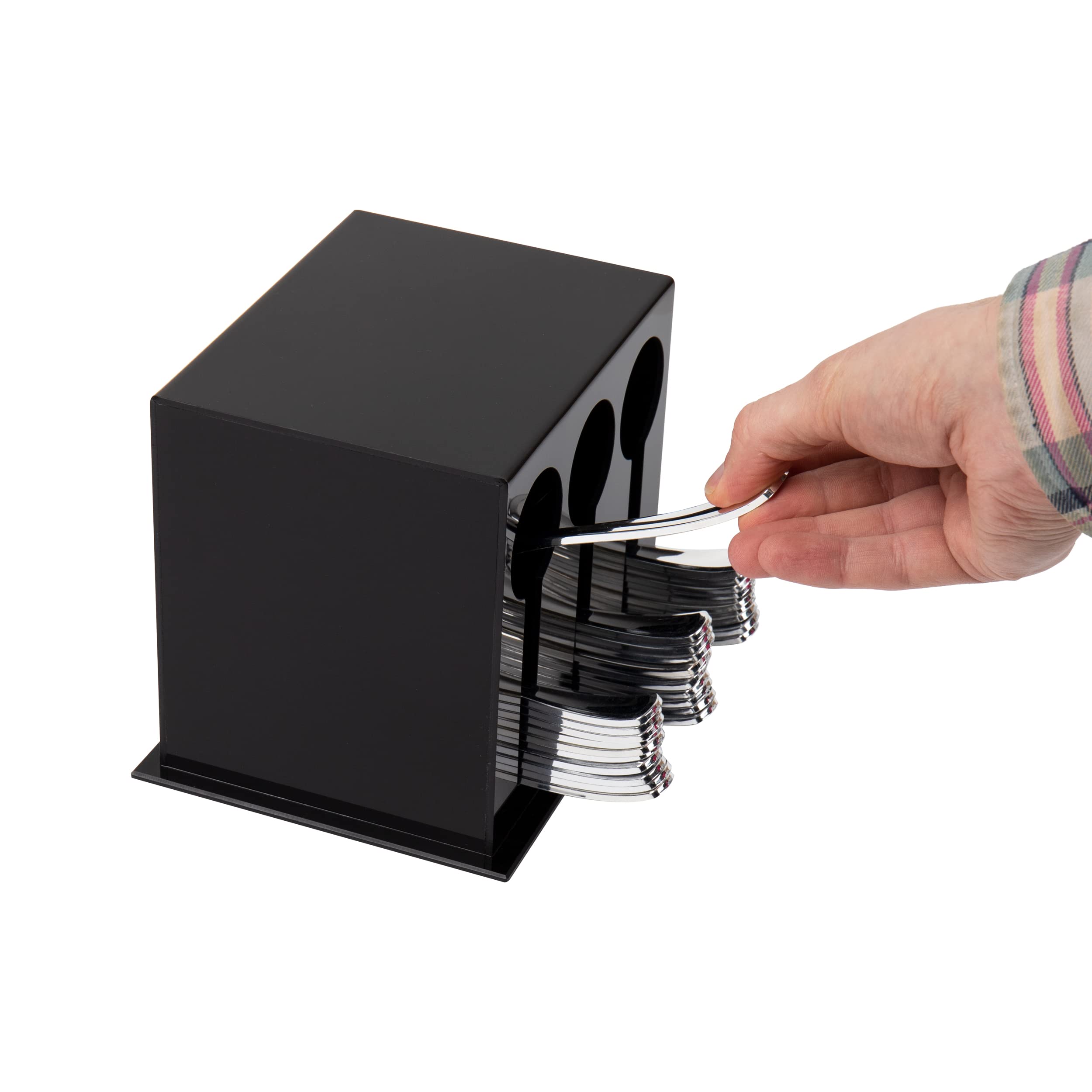 Mind Reader dispenser placed on buffet demonstrating quick grab-and-go convenience