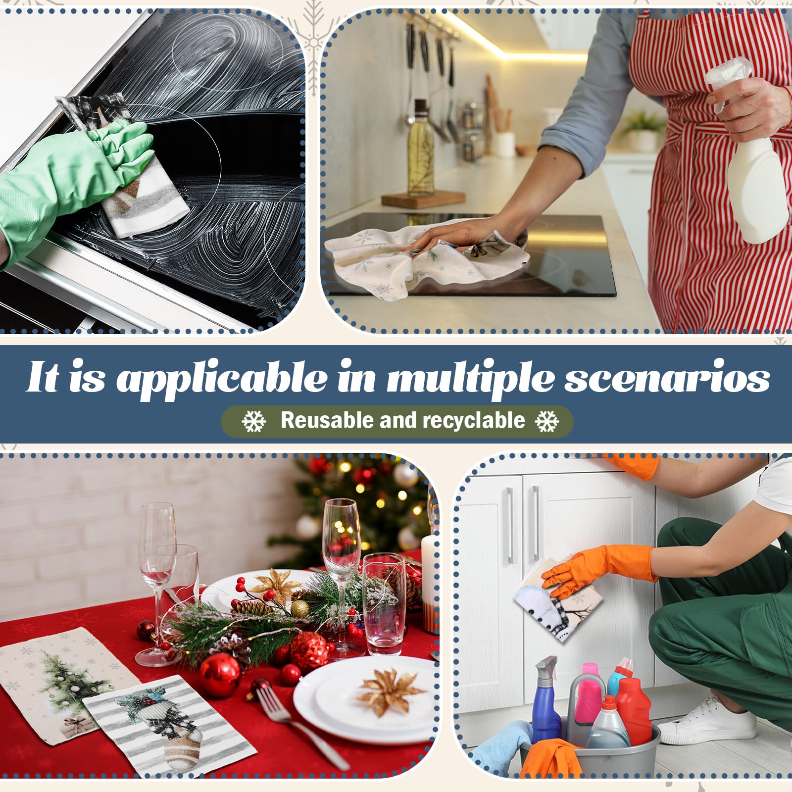 Mindsoft styled in a kitchen as holiday decor and practical dishcloths