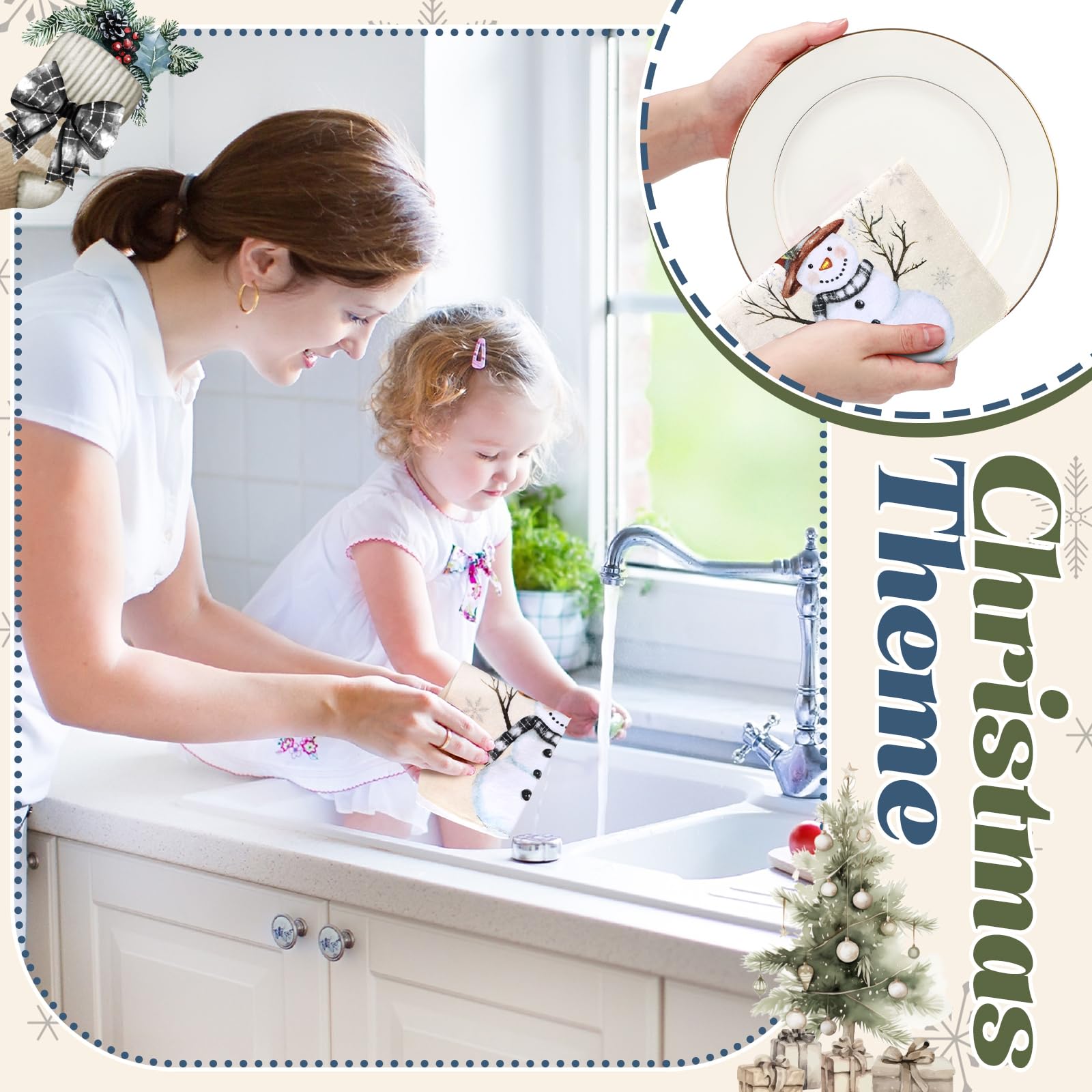 Mindsoft towel in hand wiping dishes demonstrating strong absorbency and convenience