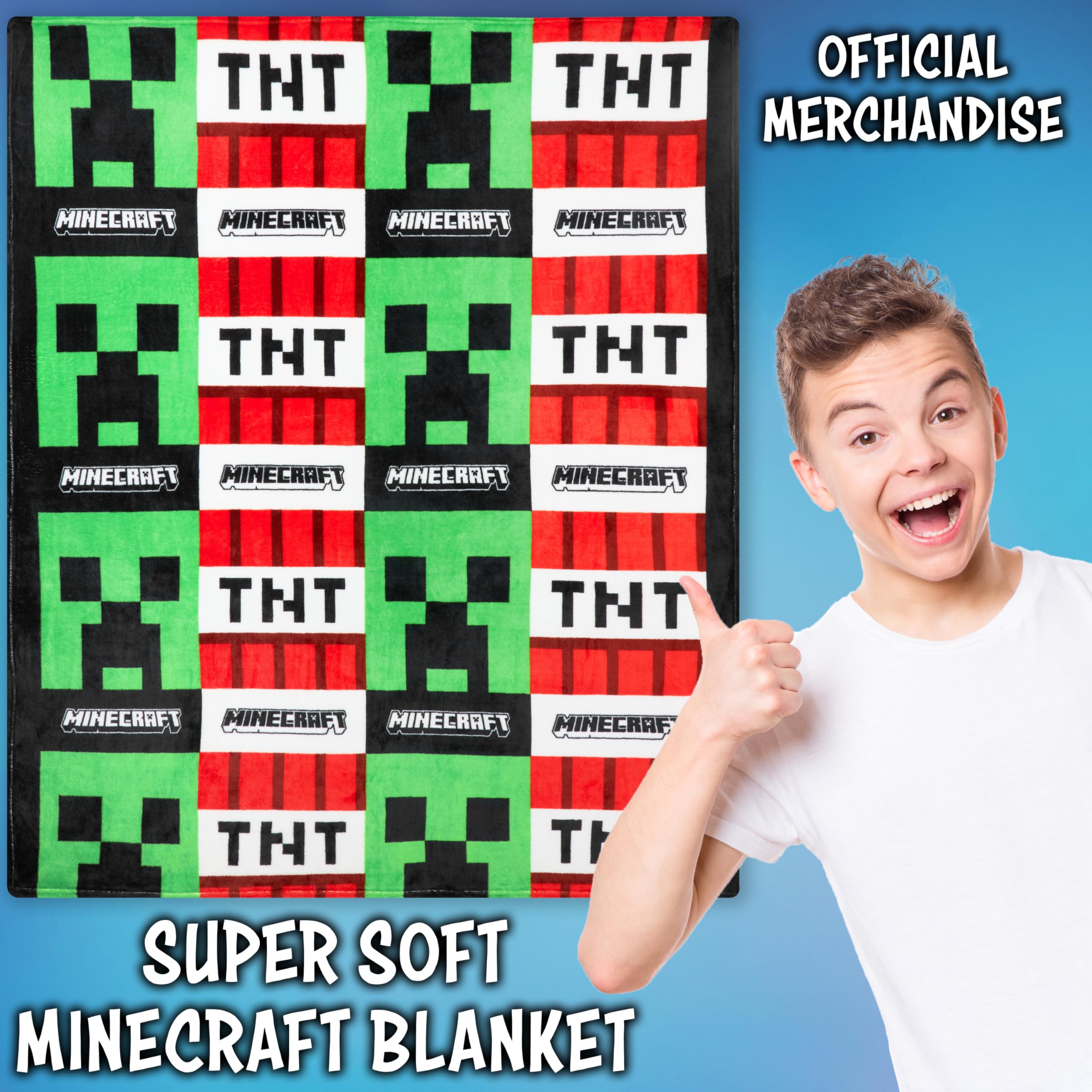 Minecraft fleece close-up showing soft fibers for cozy feel