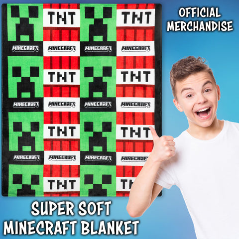 Minecraft fleece close-up showing soft fibers for cozy feel