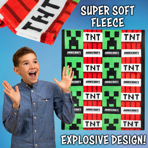 Minecraft throw folded on couch for easy living-room accent and comfort