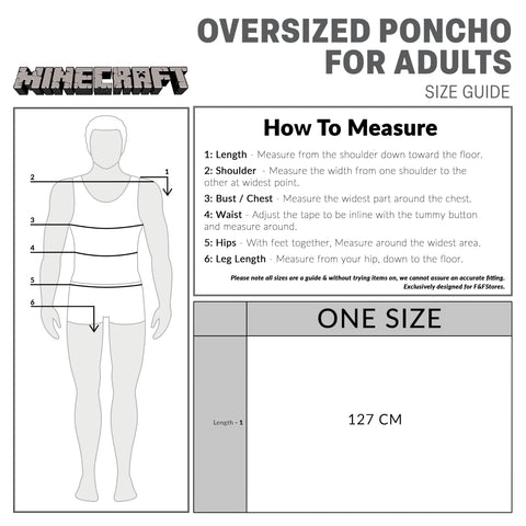 Minecraft size chart and label helping buyers confirm one-size fit