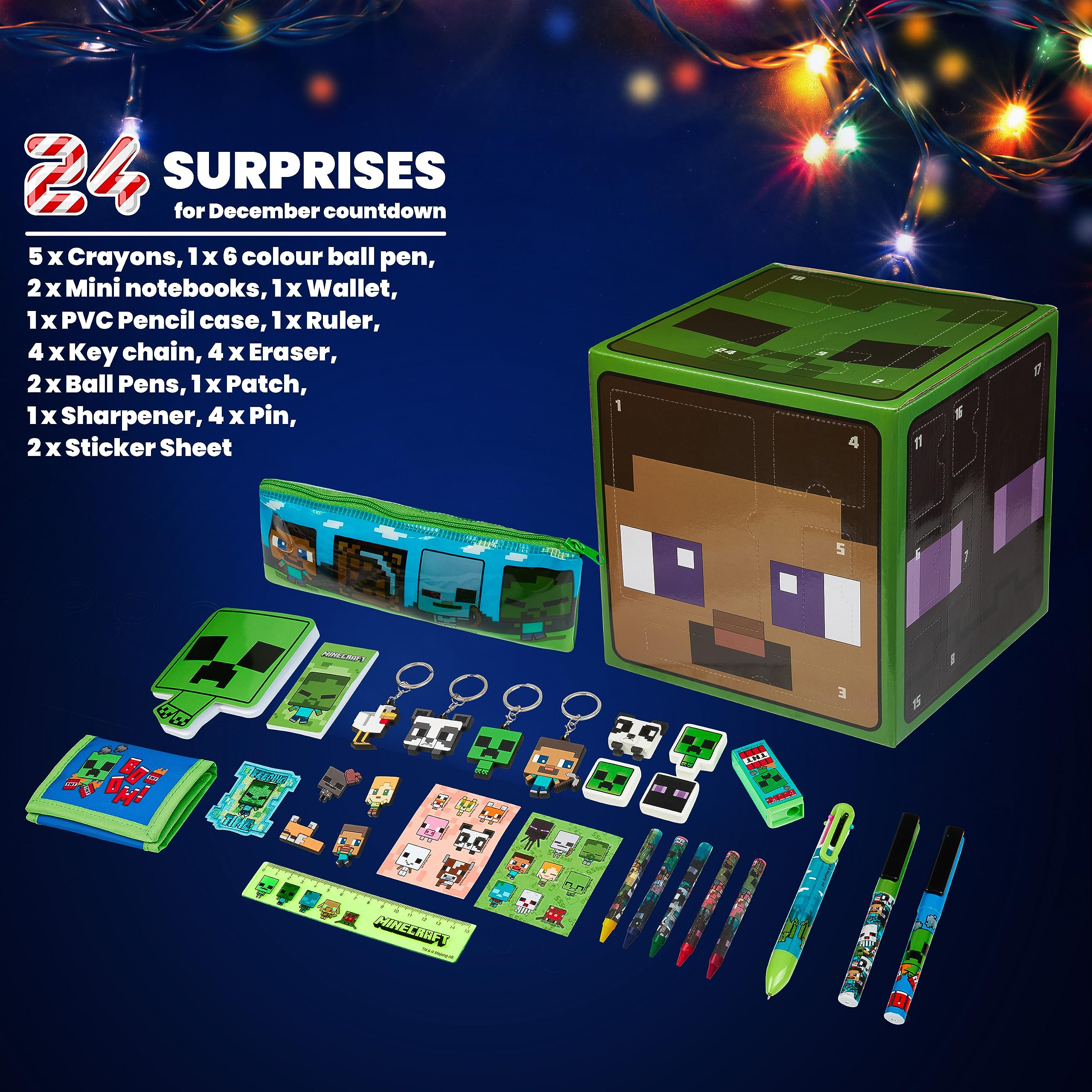 Minecraft calendar displayed on a desk showing decor and usable stationery benefit