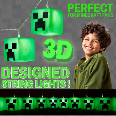 Minecraft lights in bedroom display creating cozy gamer ambiance
