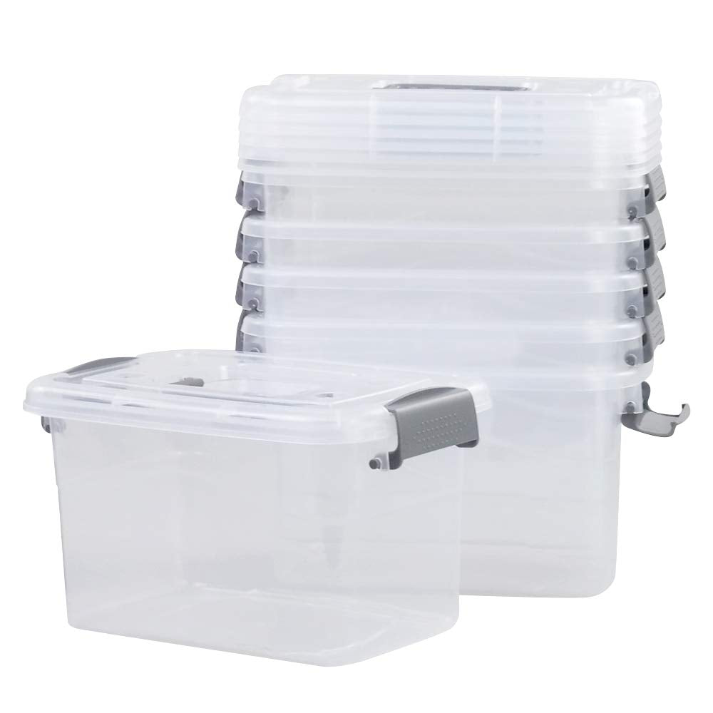 Minekkyes front view showing six clear storage bins for streamlined organization