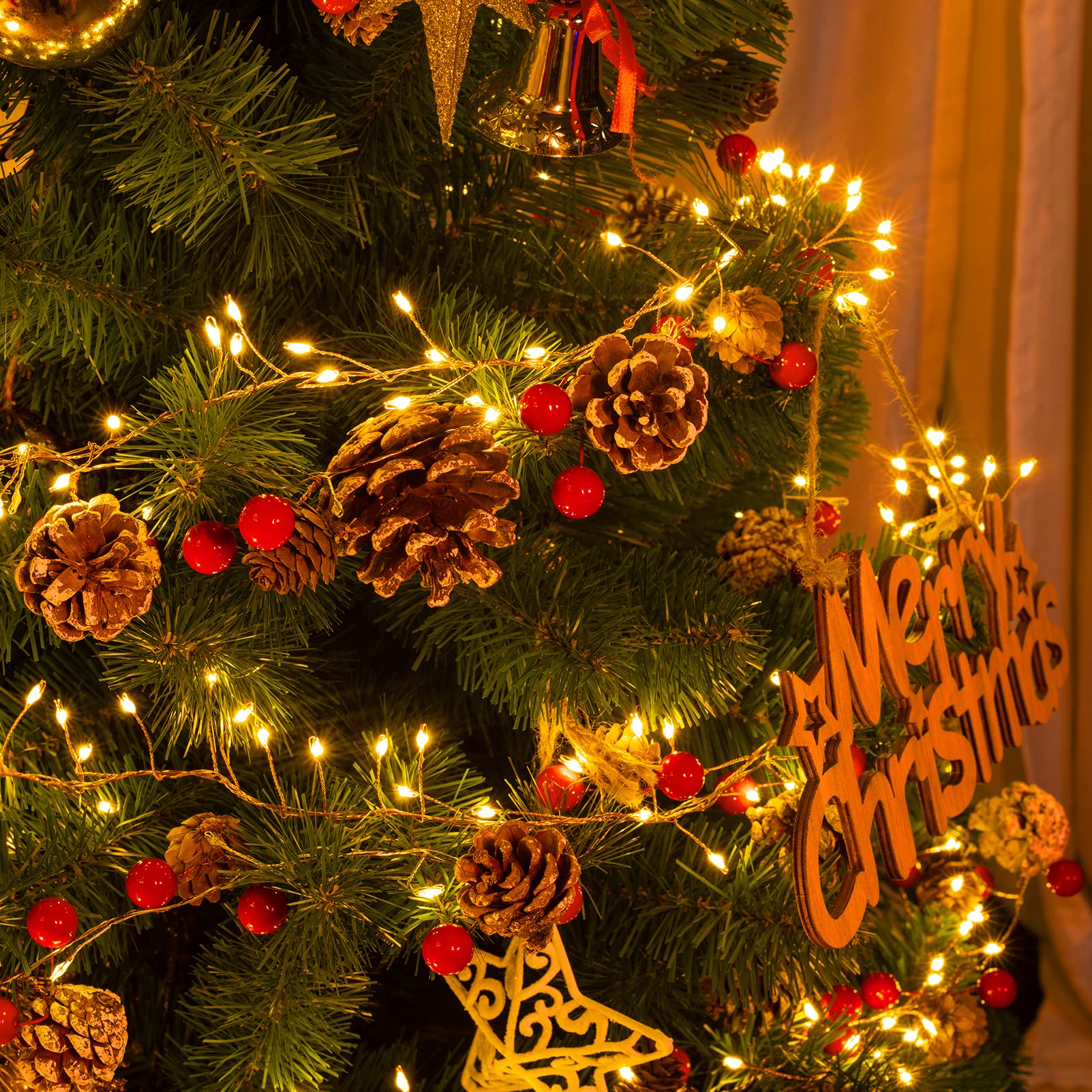 Minetom garland draped on mantel creating cozy, illuminated seasonal decor