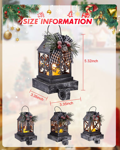 Minetom hung on mantel with stockings showing secure hold and festive benefit