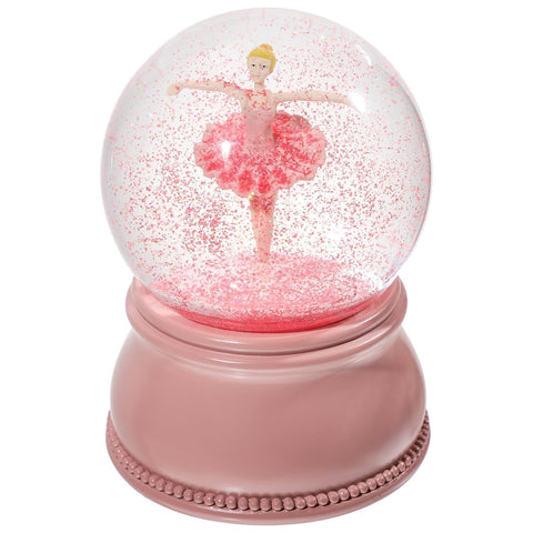 Mingfuxin front view of snow globe showing dancer and dome, decorative charm