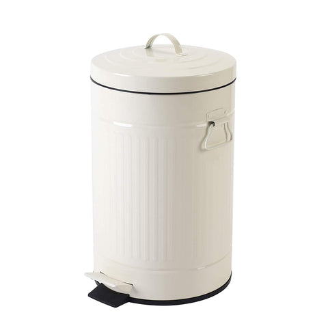 mingol front view of glossy cream white bin showing compact elegance and space saving