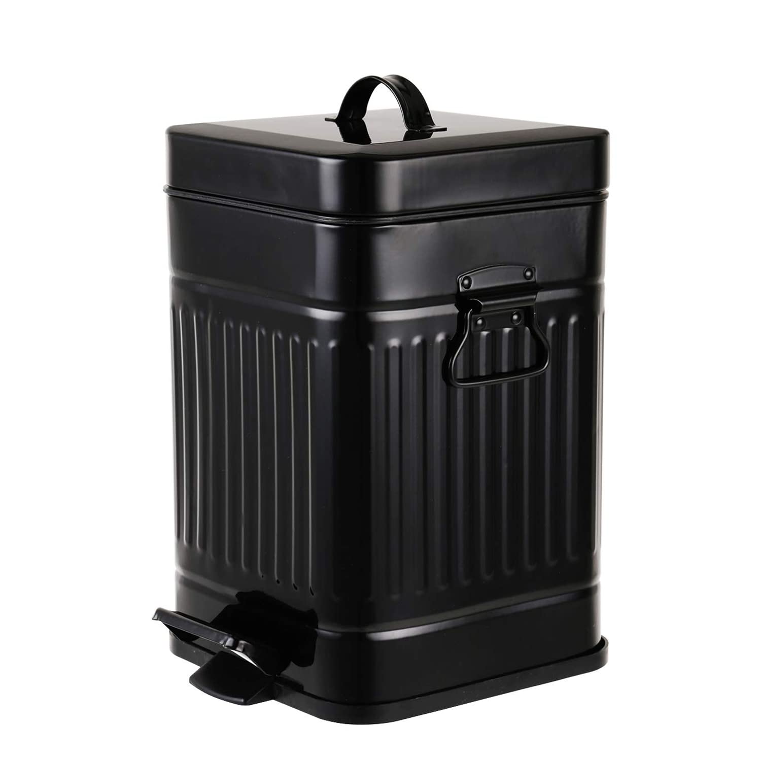 mingol glossy black front view showing compact waste bin and neat design