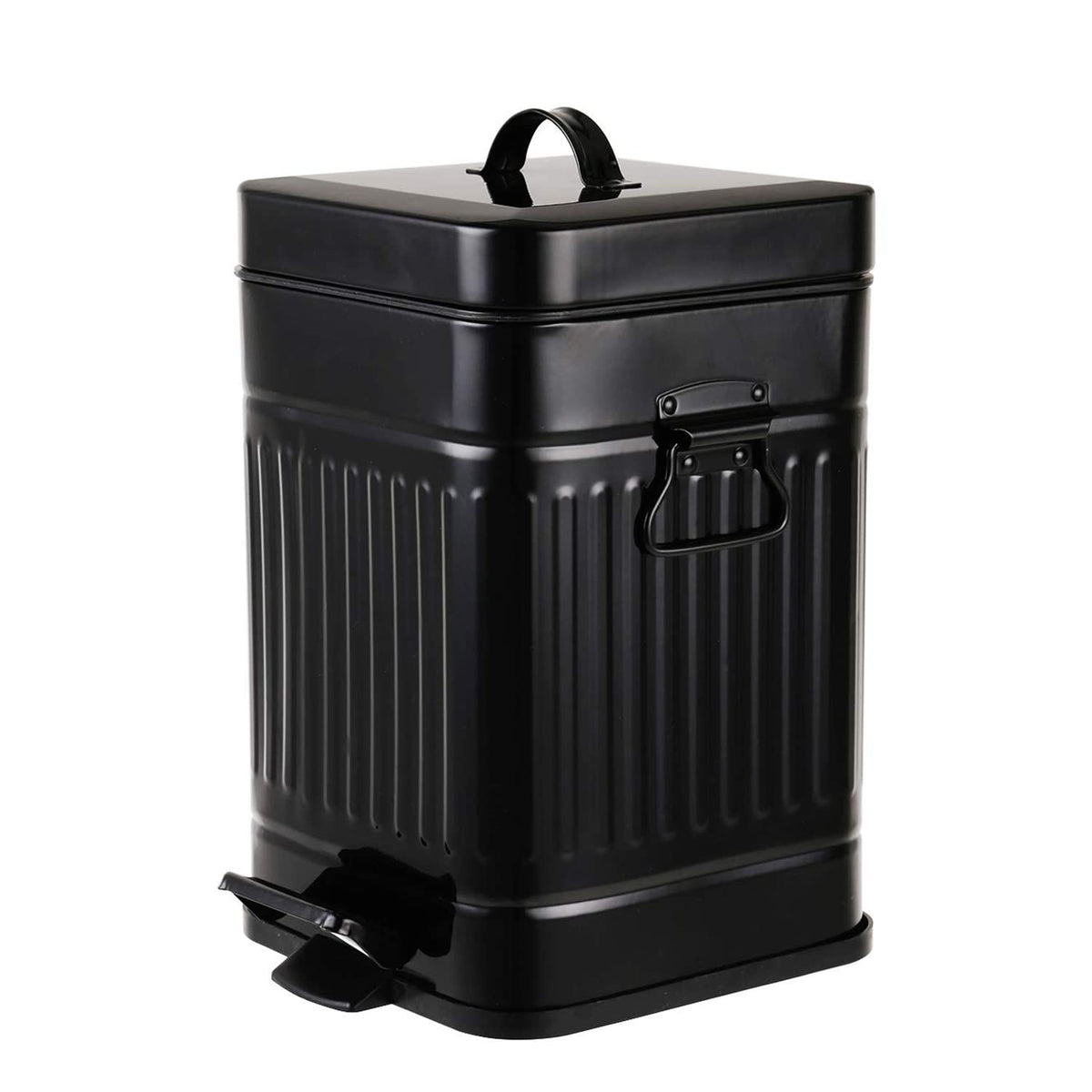 mingol glossy black front view showing compact waste bin and neat design