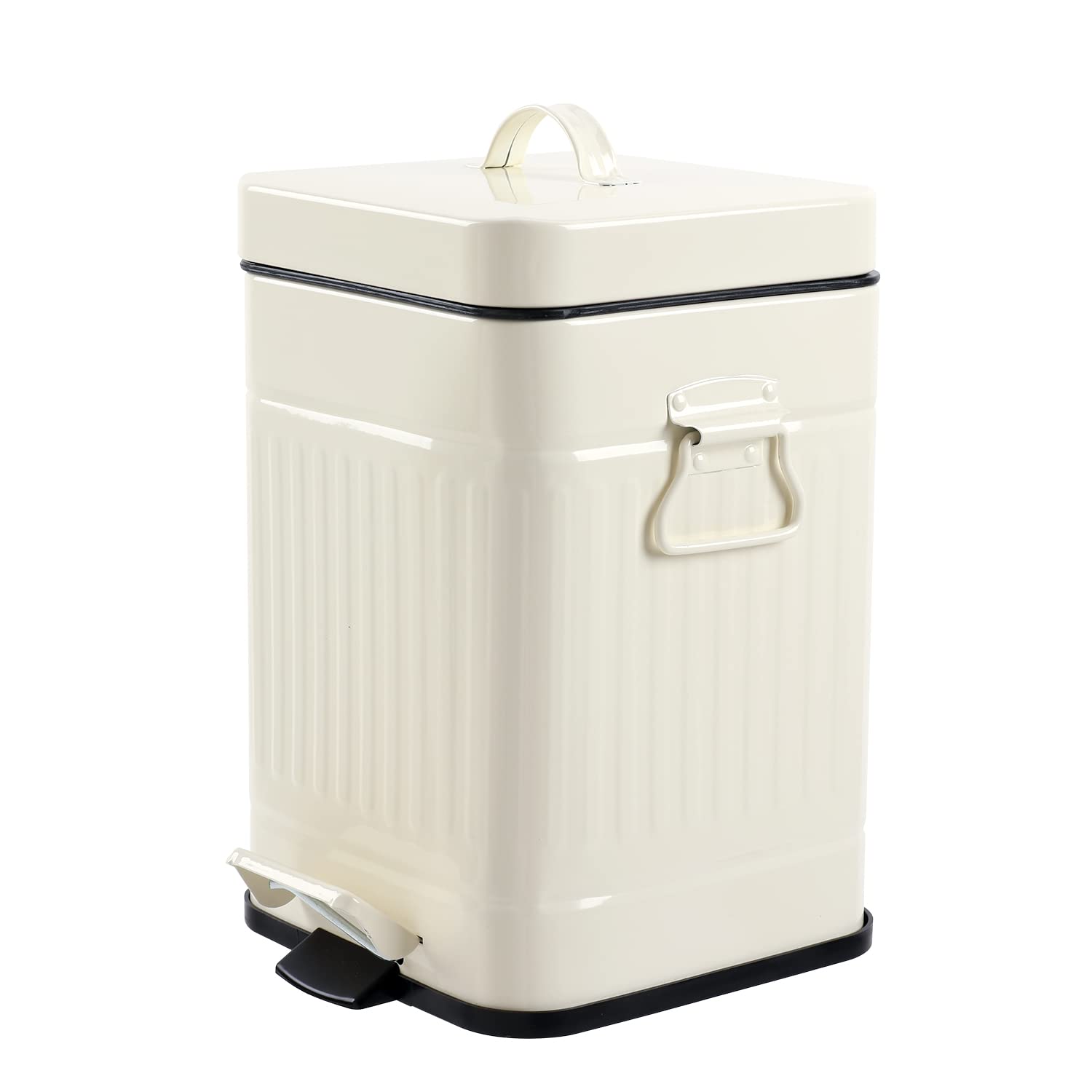 mingol ivory front view shows compact stylish trash can with vintage look benefit tidy space