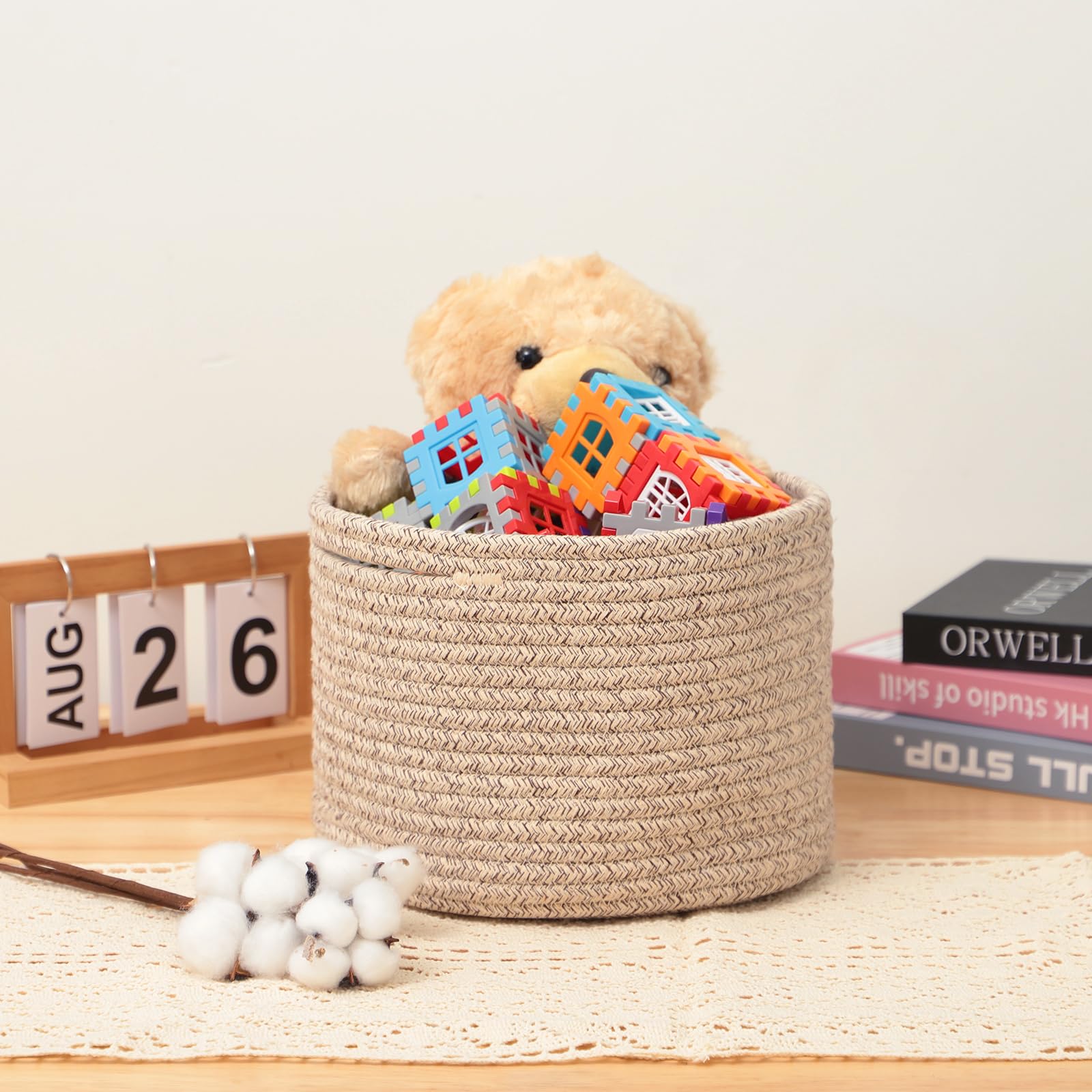 MiniArk basket on cube shelf, neat shelf organization and visual harmony