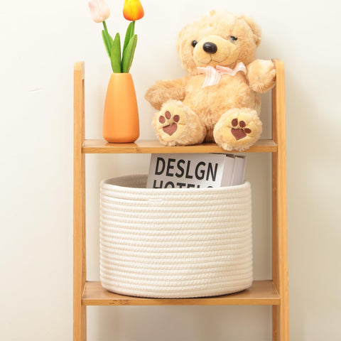 MiniArk baskets placed in cube shelf demonstrating tidy organization and space saving benefit