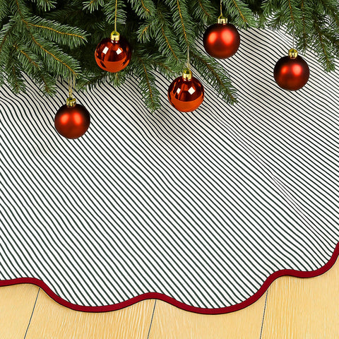 MiniInflat tree skirt in use under decorated tree concealing stand for tidy presentation