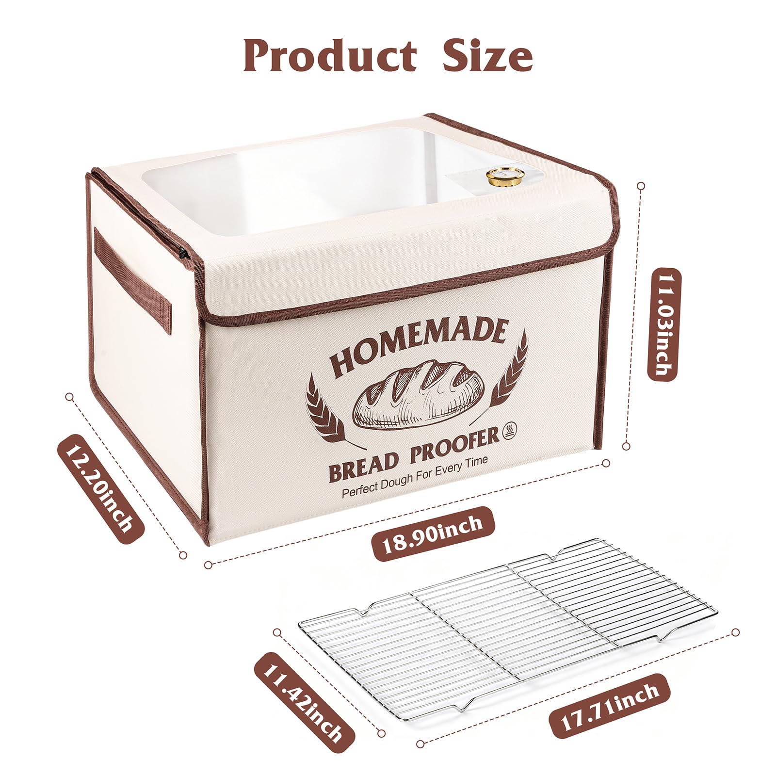 MINO ANT transparent window view enabling easy dough monitoring without heat loss