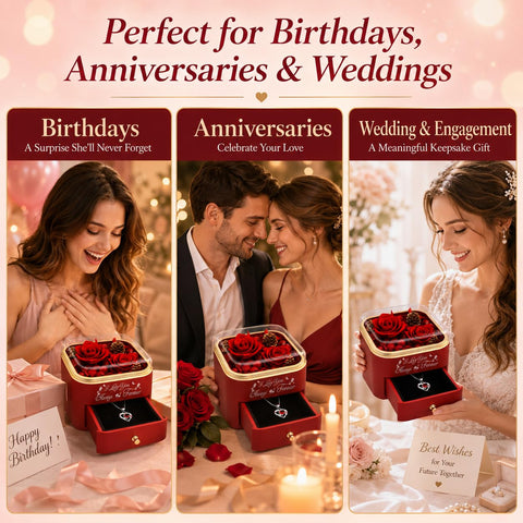 minstely rose box in romantic scene illustrating gift impact and presentation