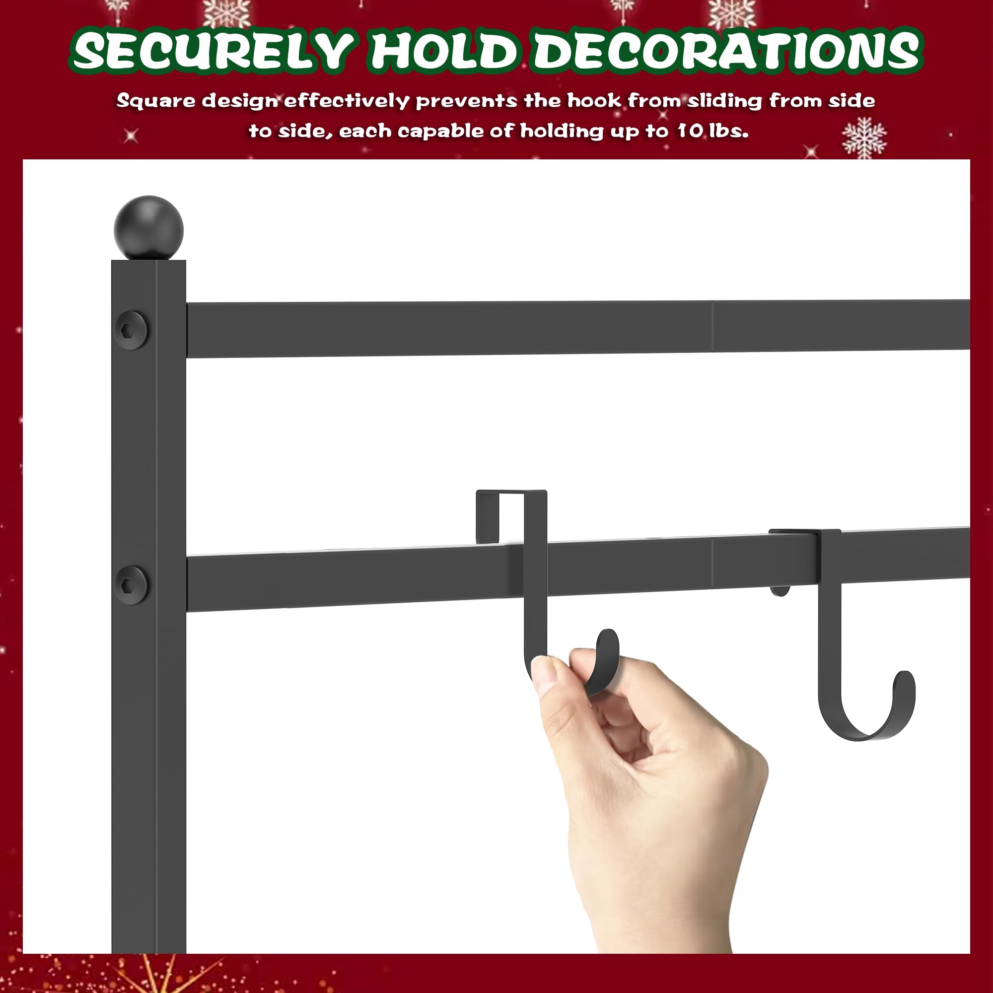 Minteem display with eight stockings hung demonstrating capacity and organization