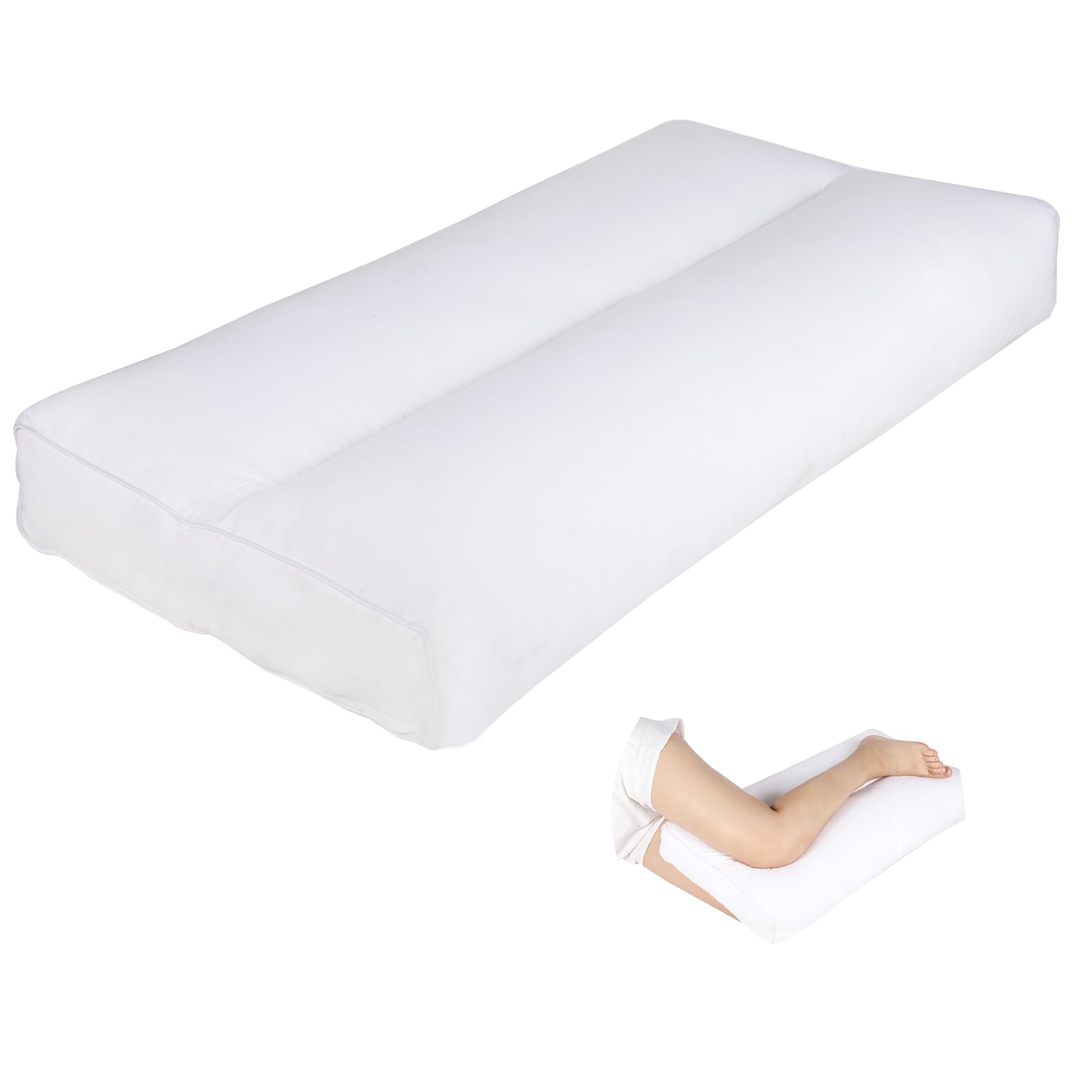 MINUPWELL front view of knee pillow showing shape and breathable cotton cover for comfortable support