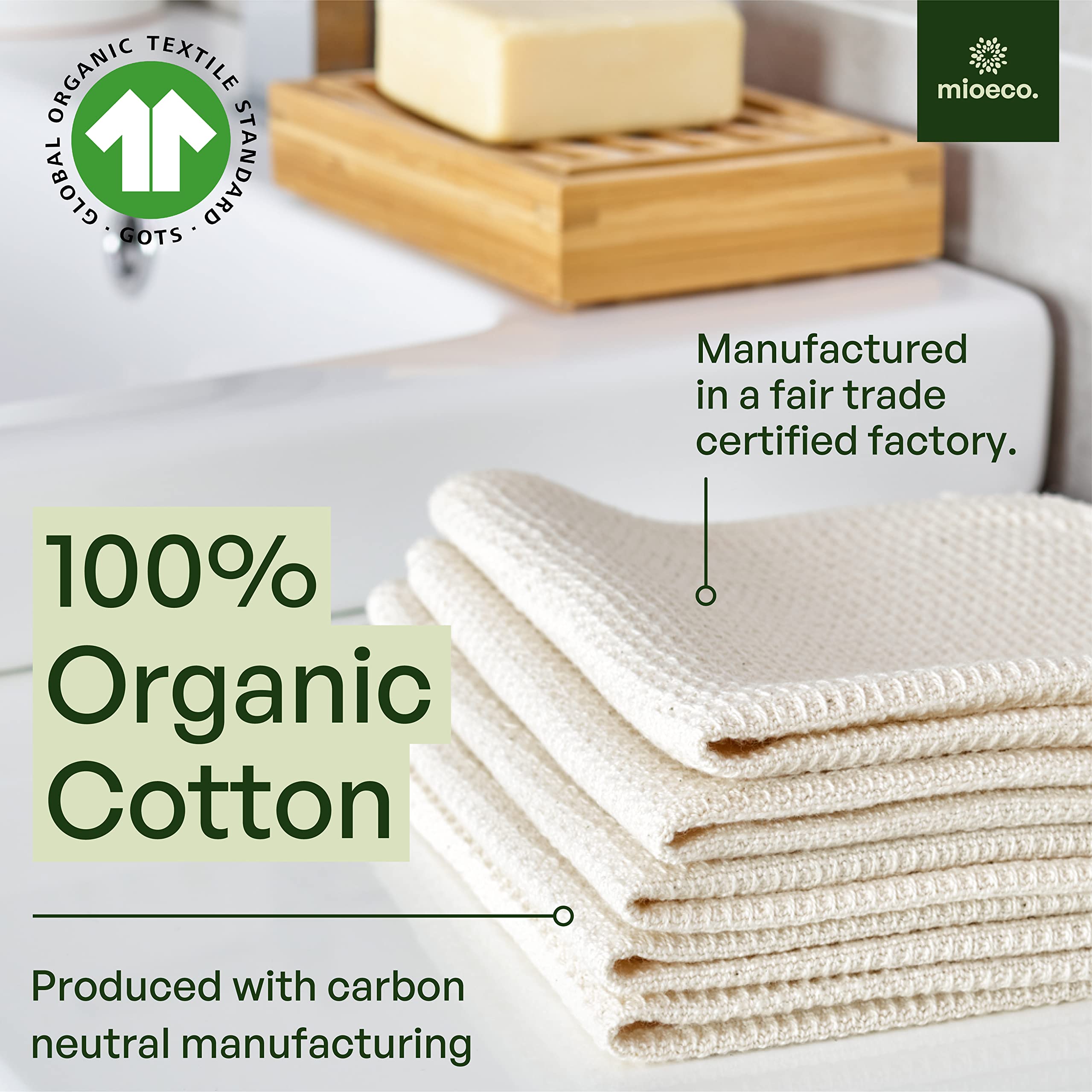 mioeco close-up of organic cotton texture highlighting absorbency benefit