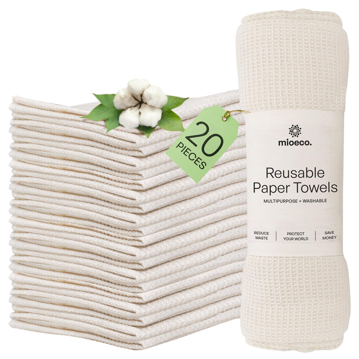mioeco front packaging showing 20-pack and eco messaging, durable choice