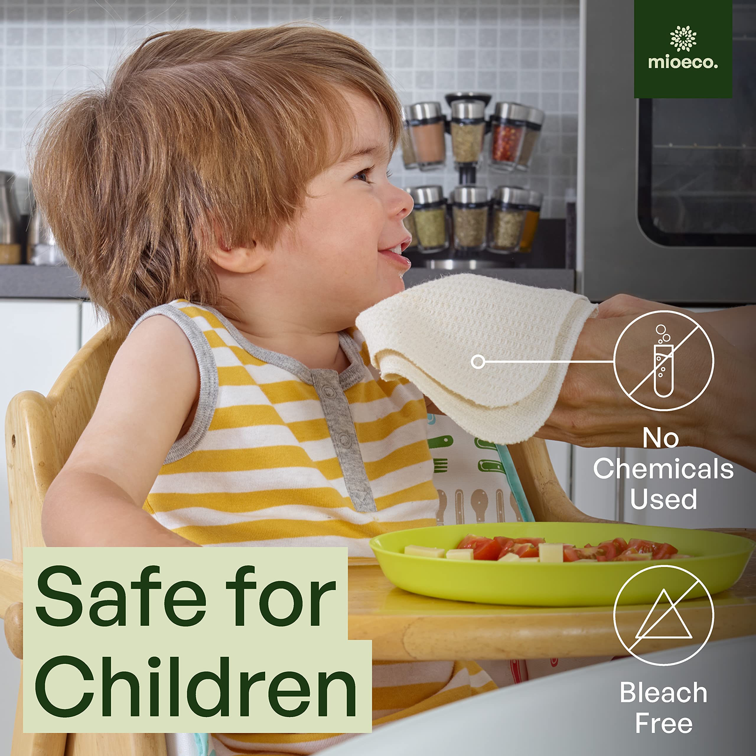 mioeco cloth wiping kitchen sink demonstrating fast spill cleanup