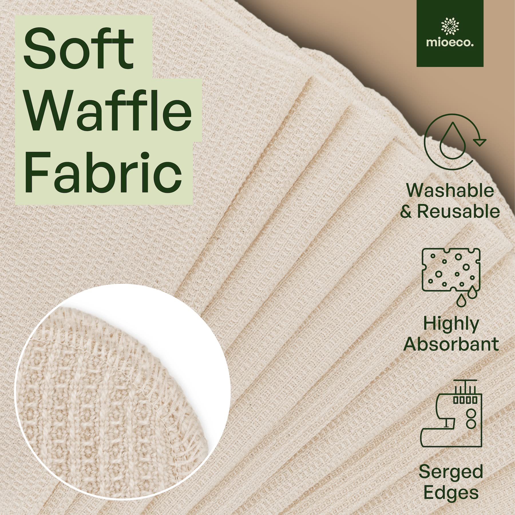 mioeco towels folded on counter conveying sustainable everyday convenience