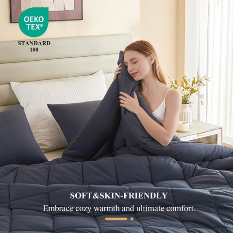 MIOTO folded comforter in package for scale and easy storage convenience