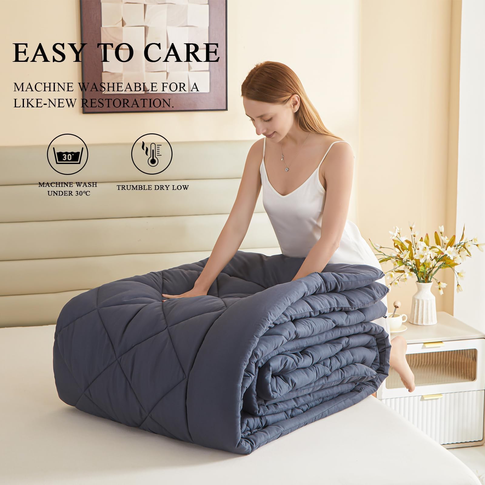 MIOTO bedroom lifestyle styling showing the comforter creating a cozy, inviting space