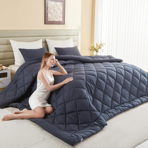 MIOTO oversized king comforter front view showing full coverage for a polished bed