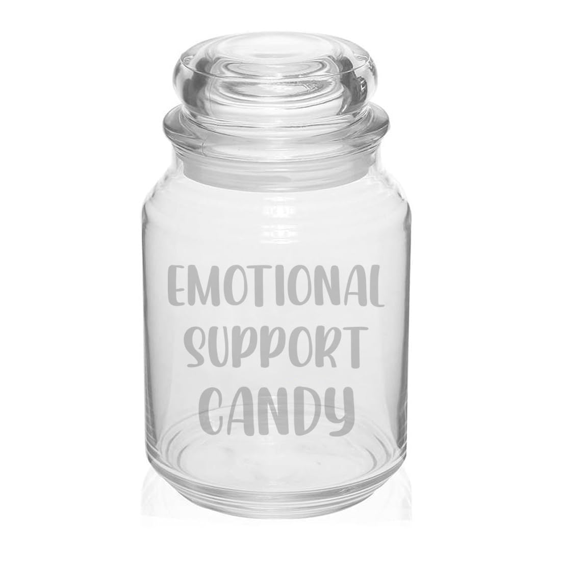 MIP glass candy jar front view shows clear storage and airtight lid benefit