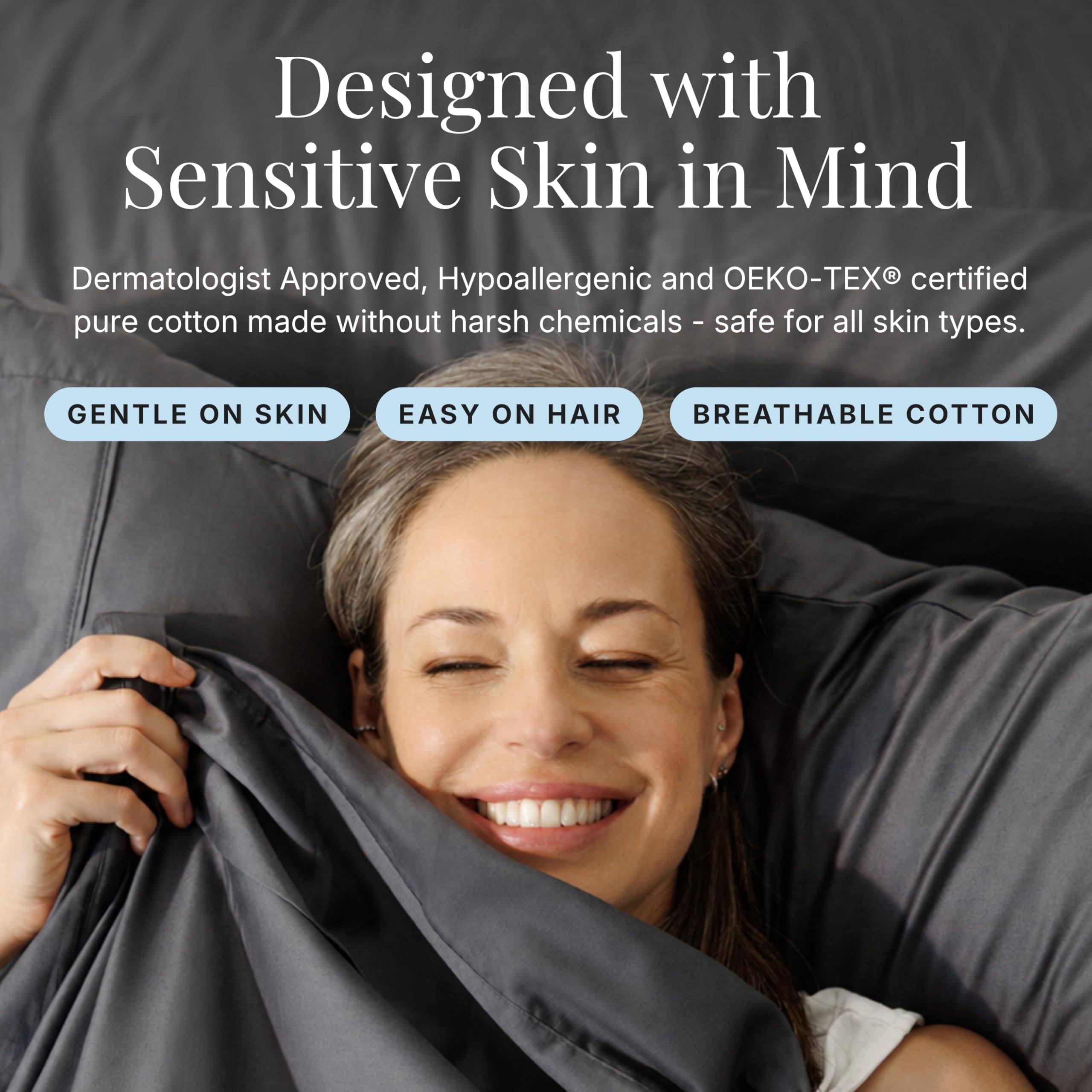 Miracle Made folded sheets stacked to show lightweight, easy-storage benefit