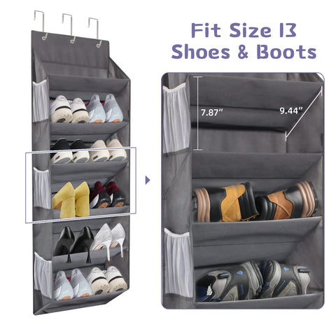 Miracsnail organizer loaded with shoes demonstrating roomy, no-squash storage
