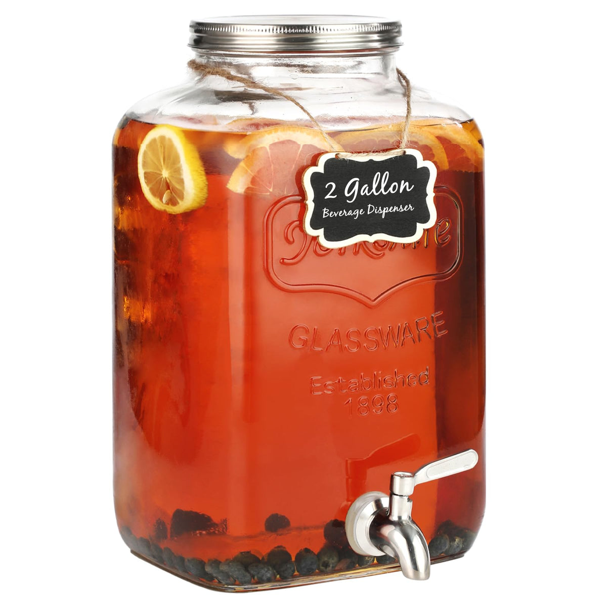 MiraEase front view of glass dispenser showing clear body and elegant serving benefit