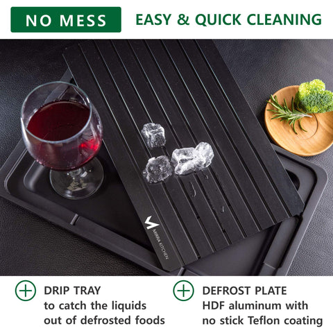 Mirra Kitchen size comparison beside cutting board showing family-portions fit