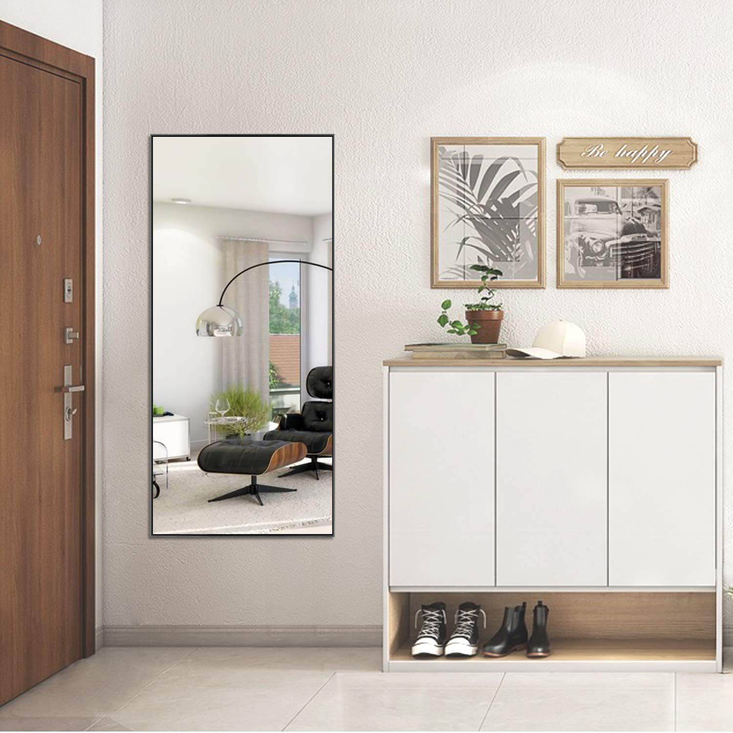 MIRUO next to door frame shows 47x22 size for easy scale reference