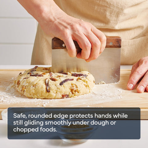 Detail of Misen stainless blade edge demonstrating sturdy, corrosion-resistant cutting surface
