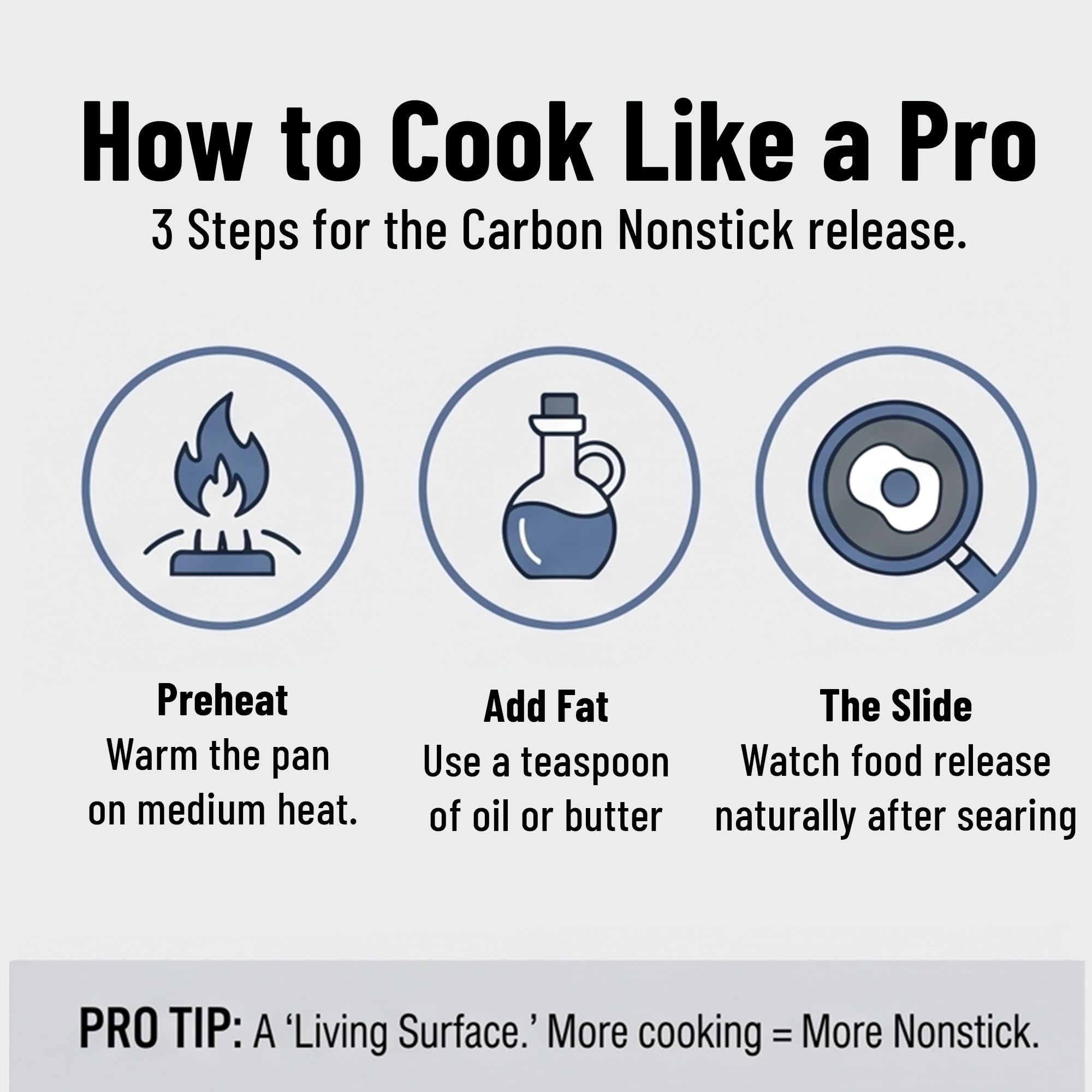 Misen skillet cooking eggs that slide easily to demonstrate effortless food release