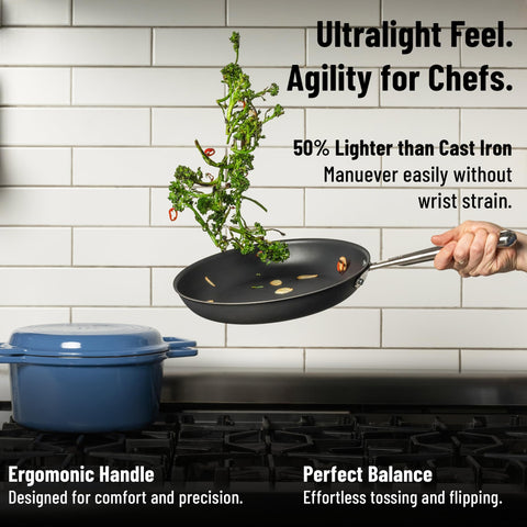 Misen skillet inside an oven under a broiler illustrating oven-safe high-heat use