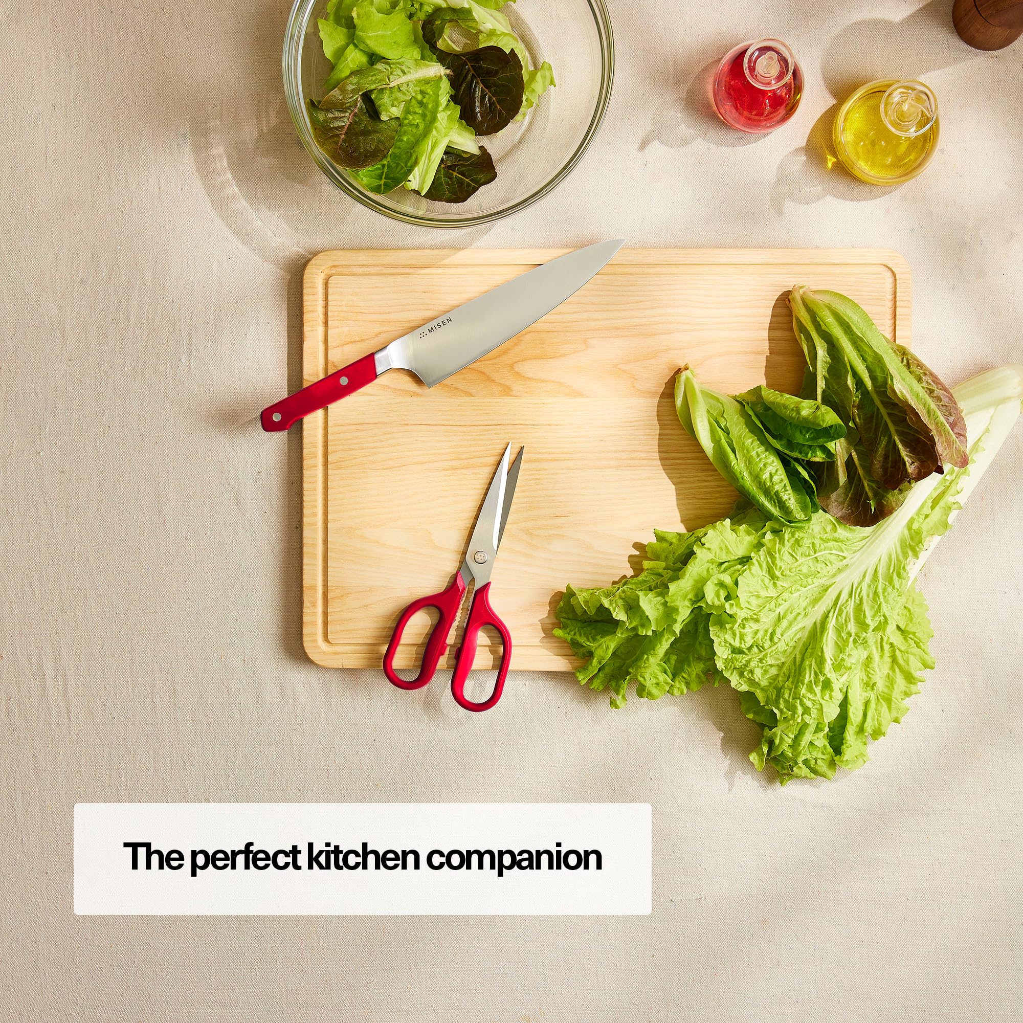 Misen shears blade closeup highlighting micro-serrated edge for precise slicing