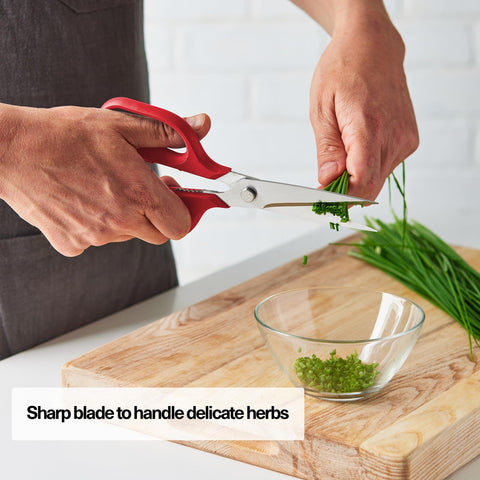 Misen shears disassembled for cleaning showing easy separation to prevent contamination