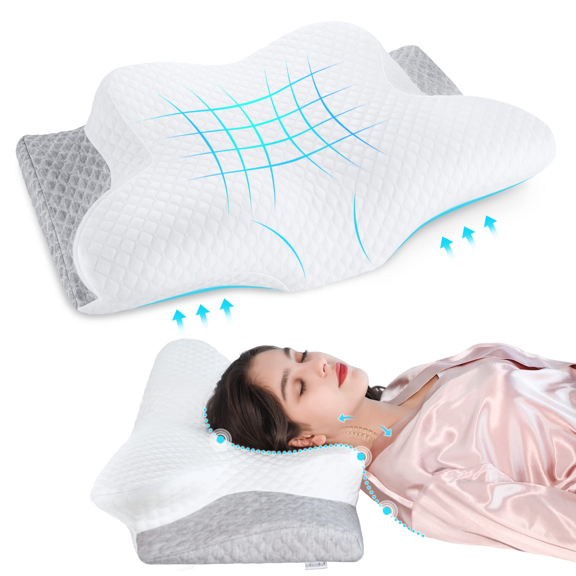 Misiki front view of butterfly-shaped pillow showing ergonomic support