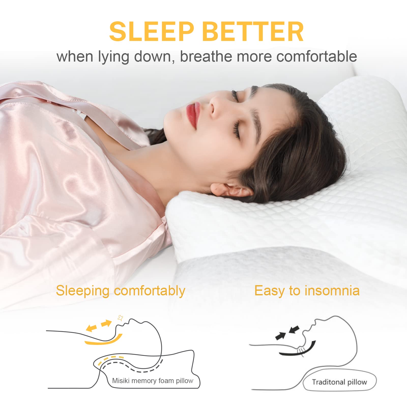 Misiki pillow supporting a back sleeper for improved alignment
