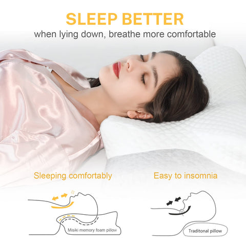 Misiki pillow supporting a back sleeper for improved alignment