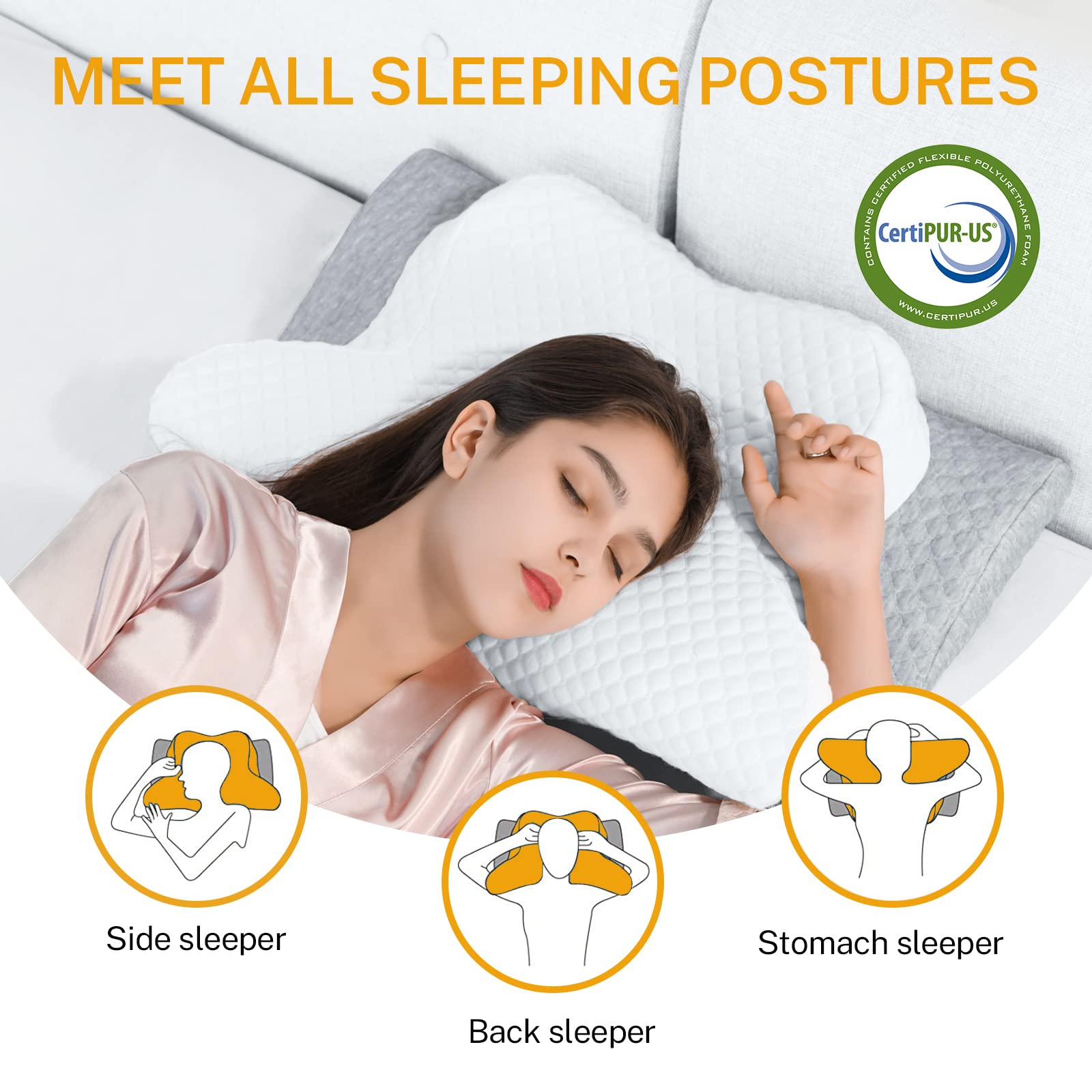 Misiki pillow supporting a side sleeper to relieve shoulder pressure