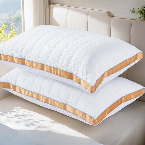 mislili front packaging showing two queen pillows and branding, promotes easy setup