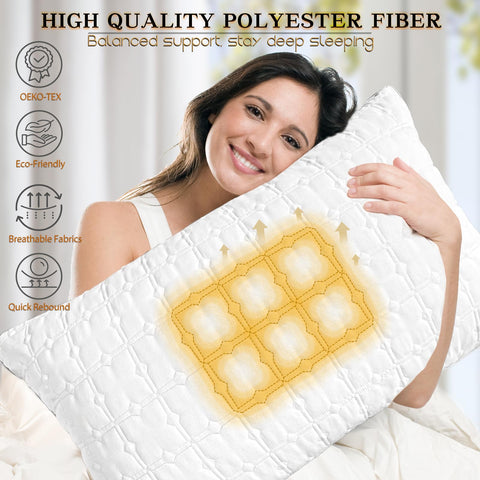 mislili pillows on made bed in lifestyle scene, conveys hotel-quality comfort