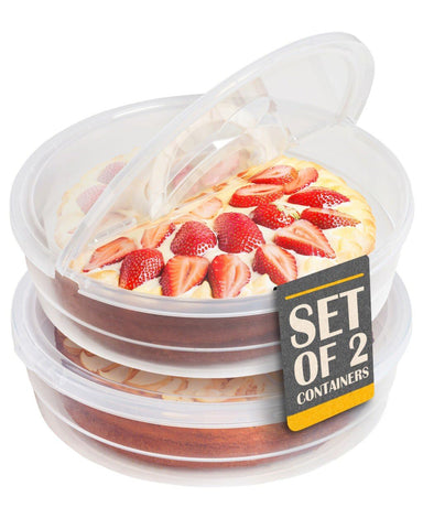 Mission Gallery front view of two pie carriers showing secure lids and shape for safe transport